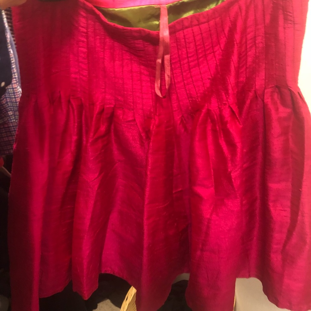 Gretchen Scott Hot pink 100% dupioni party skirt